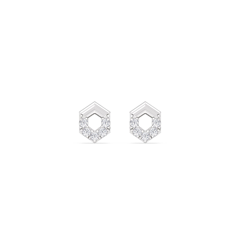 Geometric Flatback Studs with 14KT White Gold / Pair Cut Diamond in 14KT White Gold / Pair view 4
