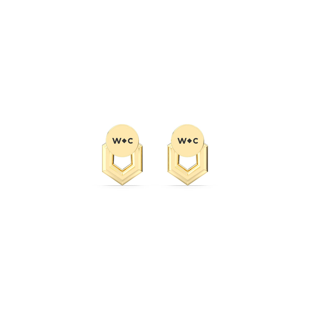 Geometric Flatback Studs with 14KT Yellow Gold / Pair Cut Diamond in 14KT Yellow Gold / Pair view 6
