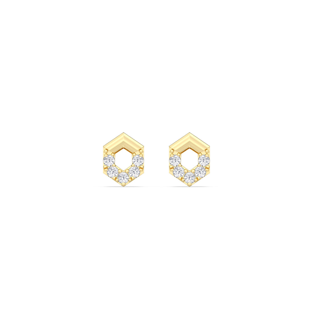 Geometric Flatback Studs with 14KT Yellow Gold / Single Cut Diamond in 14KT Yellow Gold / Single view 4
