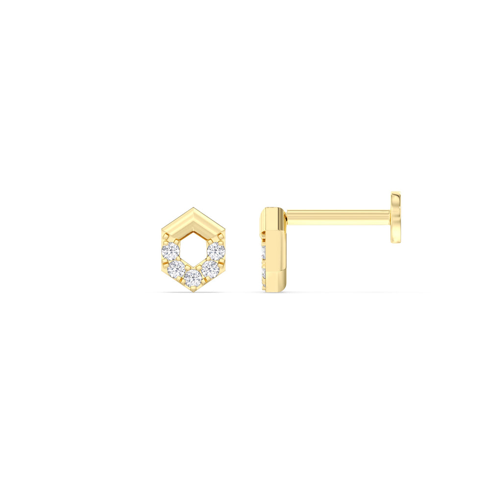 Geometric Flatback Studs with 14KT Yellow Gold / Single Cut Diamond in 14KT Yellow Gold / Single view 5
