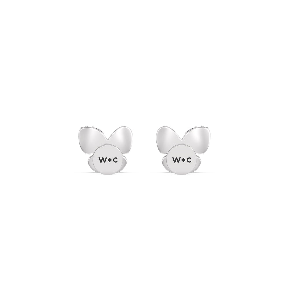 Butterfly Flatback Studs with 14KT White Gold / Pair Cut Diamond in 14KT White Gold / Pair view 6
