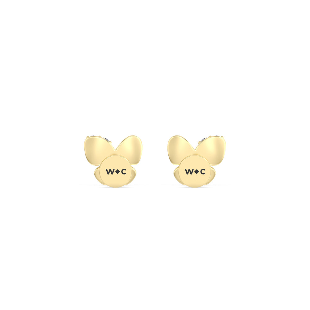 Butterfly Flatback Studs with 14KT Yellow Gold / Right Cut Diamond in 14KT Yellow Gold / Right view 6
