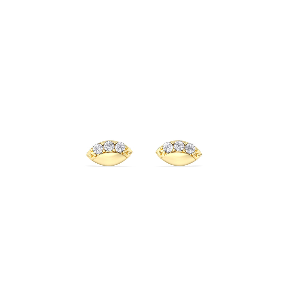 Vertical Marquise Flatback Studs with 14KT Yellow Gold / Right Cut Diamond in 14KT Yellow Gold / Right view 4
