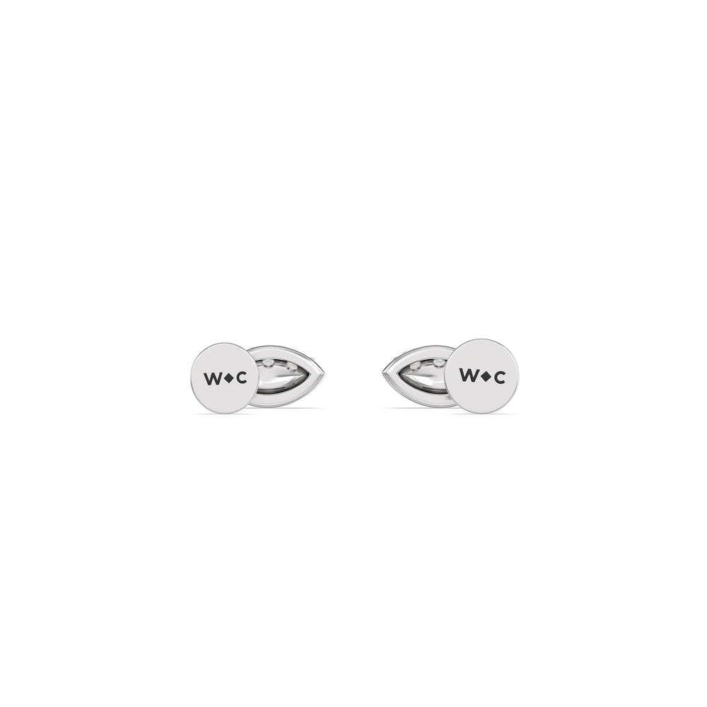 Vertical Marquise Flatback Studs with 14KT White Gold / Left Cut Diamond in 14KT White Gold / Left view 6
