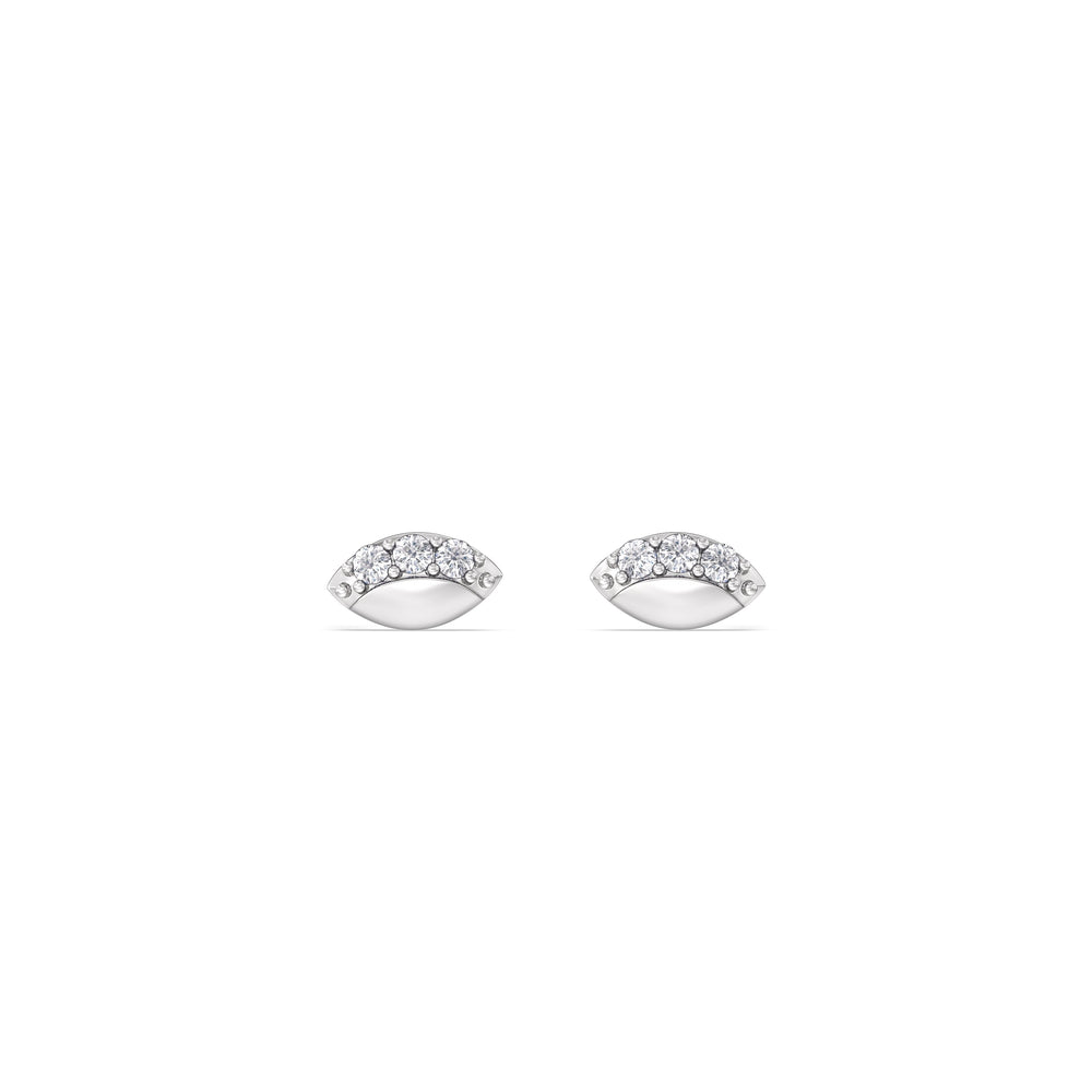 Vertical Marquise Flatback Studs with 14KT White Gold / Pair Cut Diamond in 14KT White Gold / Pair view 4
