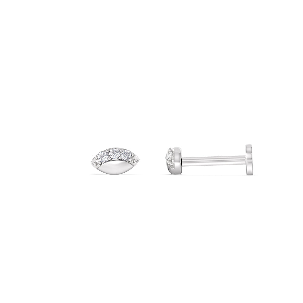 Vertical Marquise Flatback Studs with 14KT White Gold / Pair Cut Diamond in 14KT White Gold / Pair view 5
