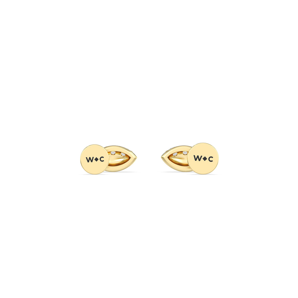 Vertical Marquise Flatback Studs with 14KT Yellow Gold / Left Cut Diamond in 14KT Yellow Gold / Left view 6
