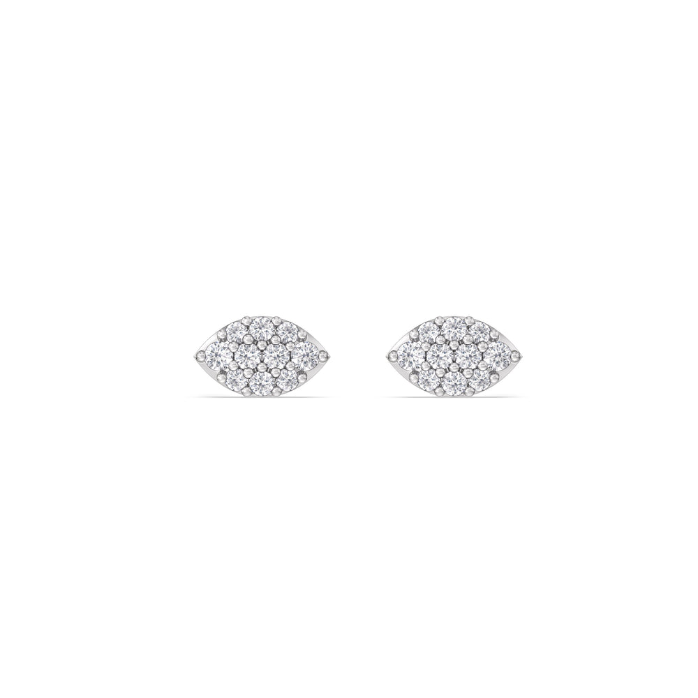 Marquise Flatback Studs with 14KT White Gold / Single Cut Diamond in 14KT White Gold / Single view 4
