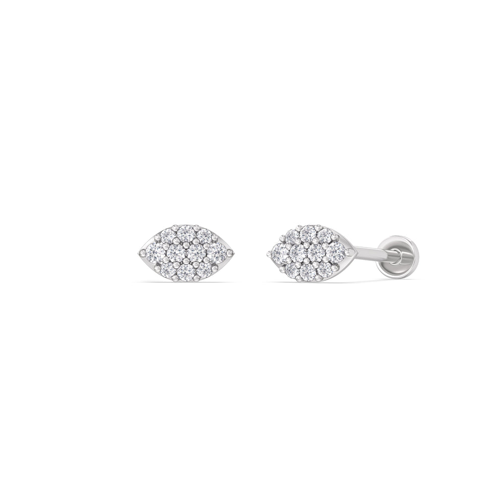 Marquise Flatback Studs with 14KT White Gold / Pair Cut Diamond in 14KT White Gold / Pair view 1
