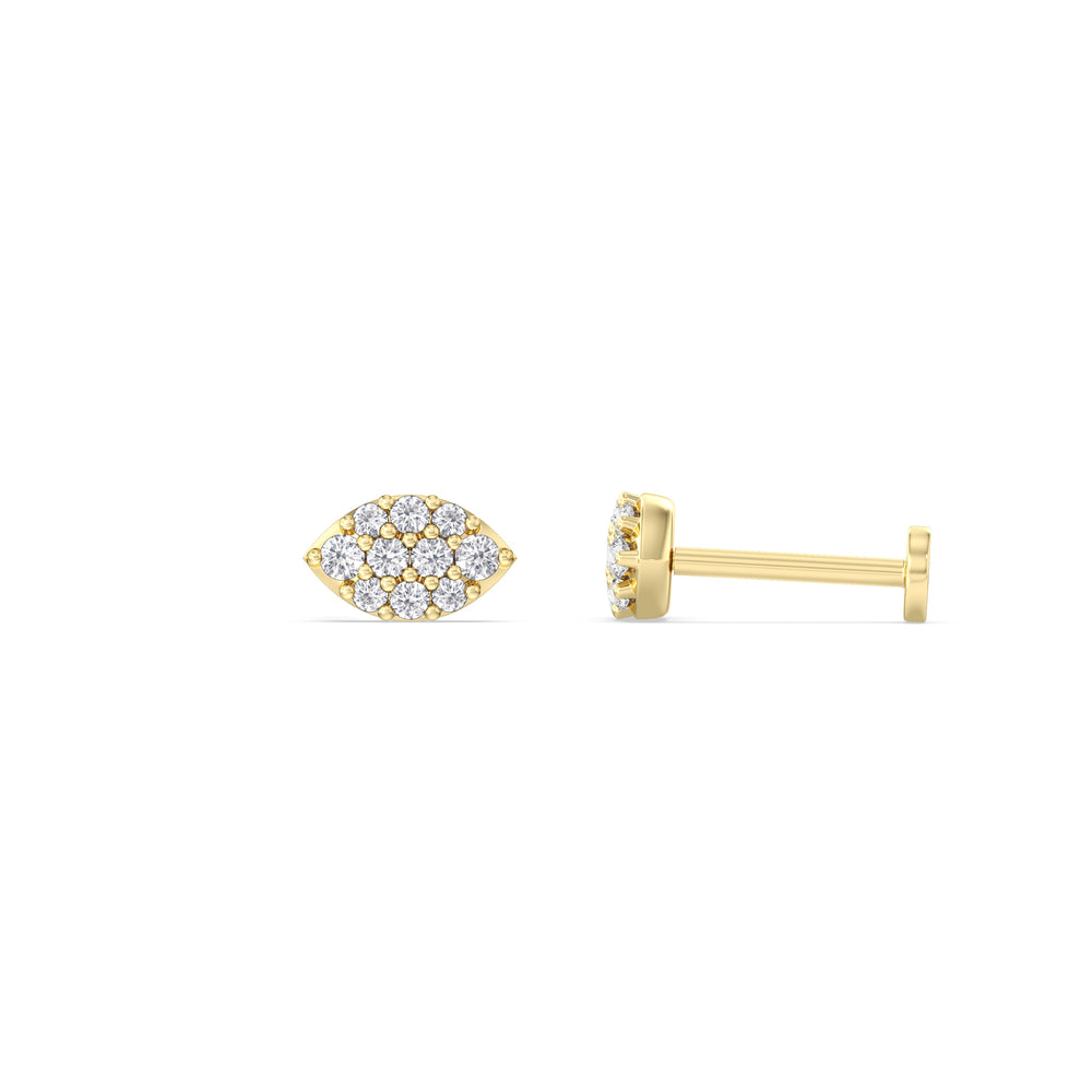 Marquise Flatback Studs with 14KT Yellow Gold / Pair Cut Diamond in 14KT Yellow Gold / Pair view 5
