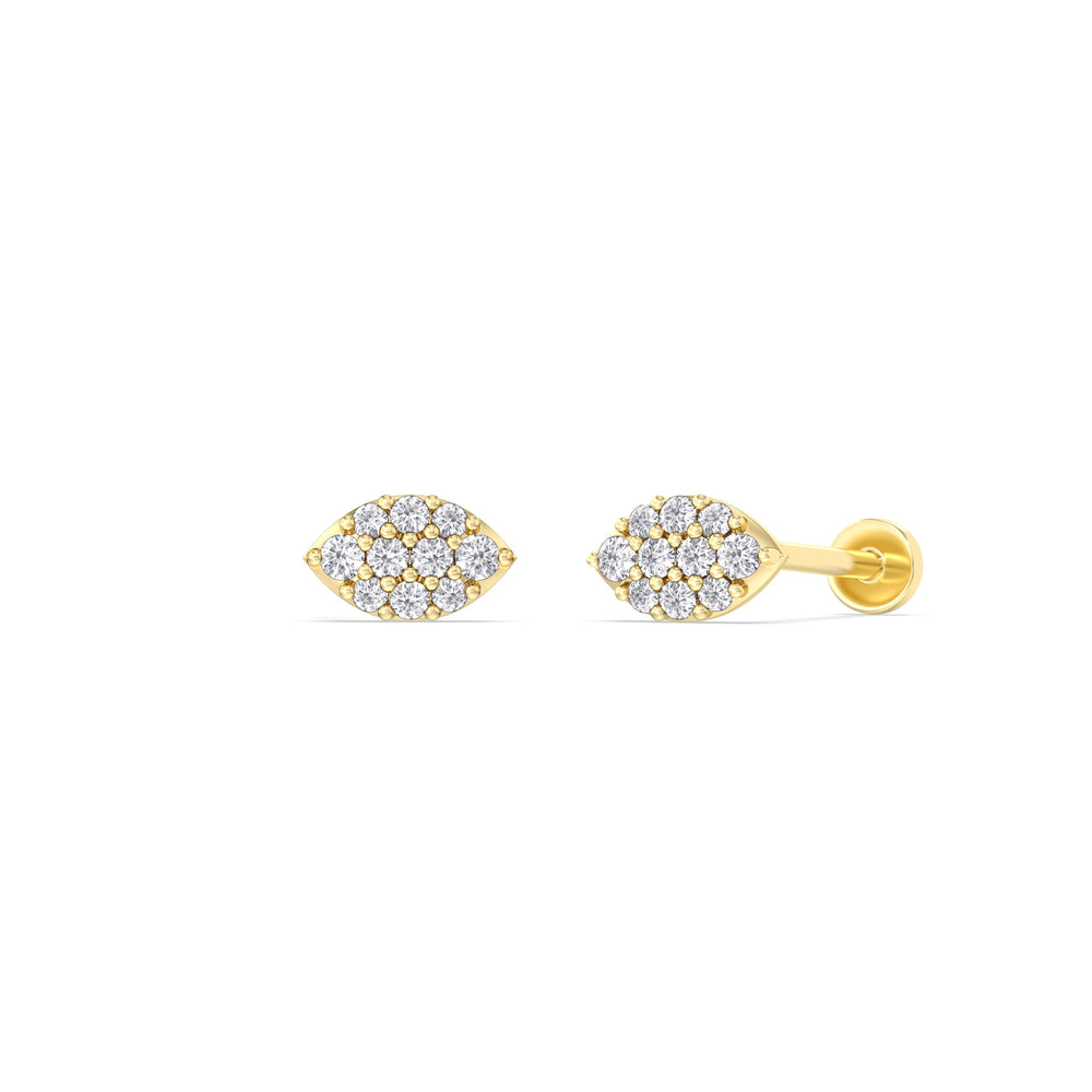 Marquise Flatback Studs with 14KT Yellow Gold / Pair Cut Diamond in 14KT Yellow Gold / Pair view 1
