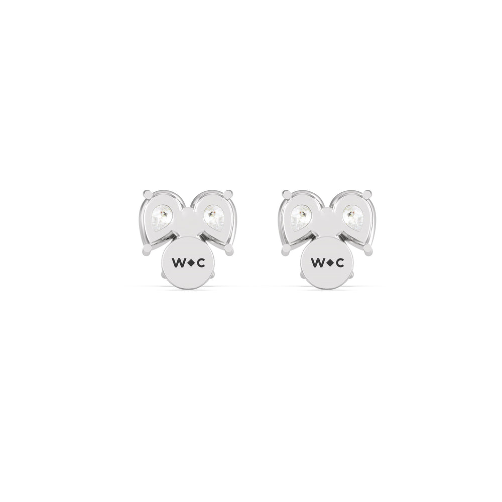 Tri Flatback Studs with 14KT White Gold / Single Cut Diamond in 14KT White Gold / Single view 6
