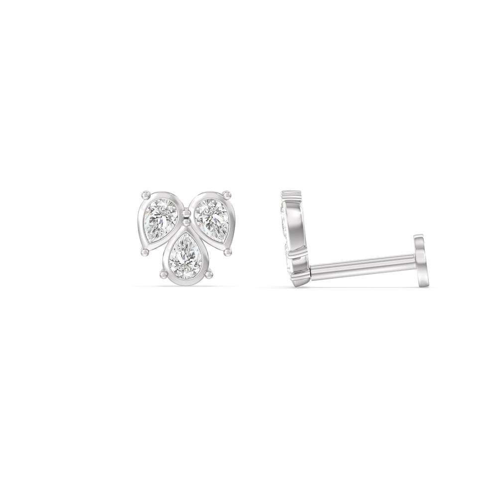 Tri Flatback Studs with 14KT White Gold / Single Cut Diamond in 14KT White Gold / Single view 5
