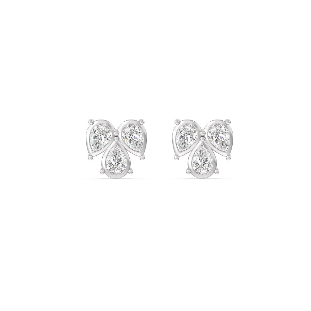 Tri Flatback Studs with 14KT White Gold / Pair Cut Diamond in 14KT White Gold / Pair view 4
