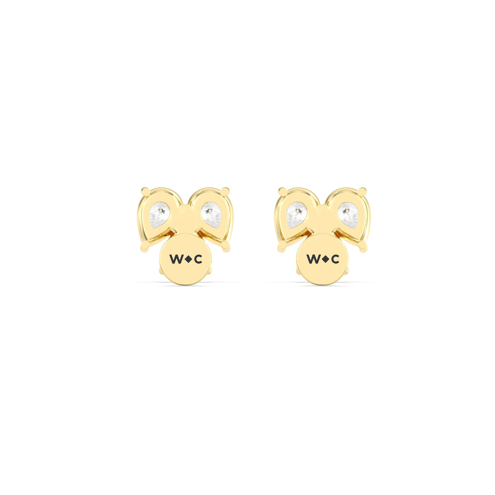 Tri Flatback Studs with 14KT Yellow Gold / Pair Cut Diamond in 14KT Yellow Gold / Pair view 6

