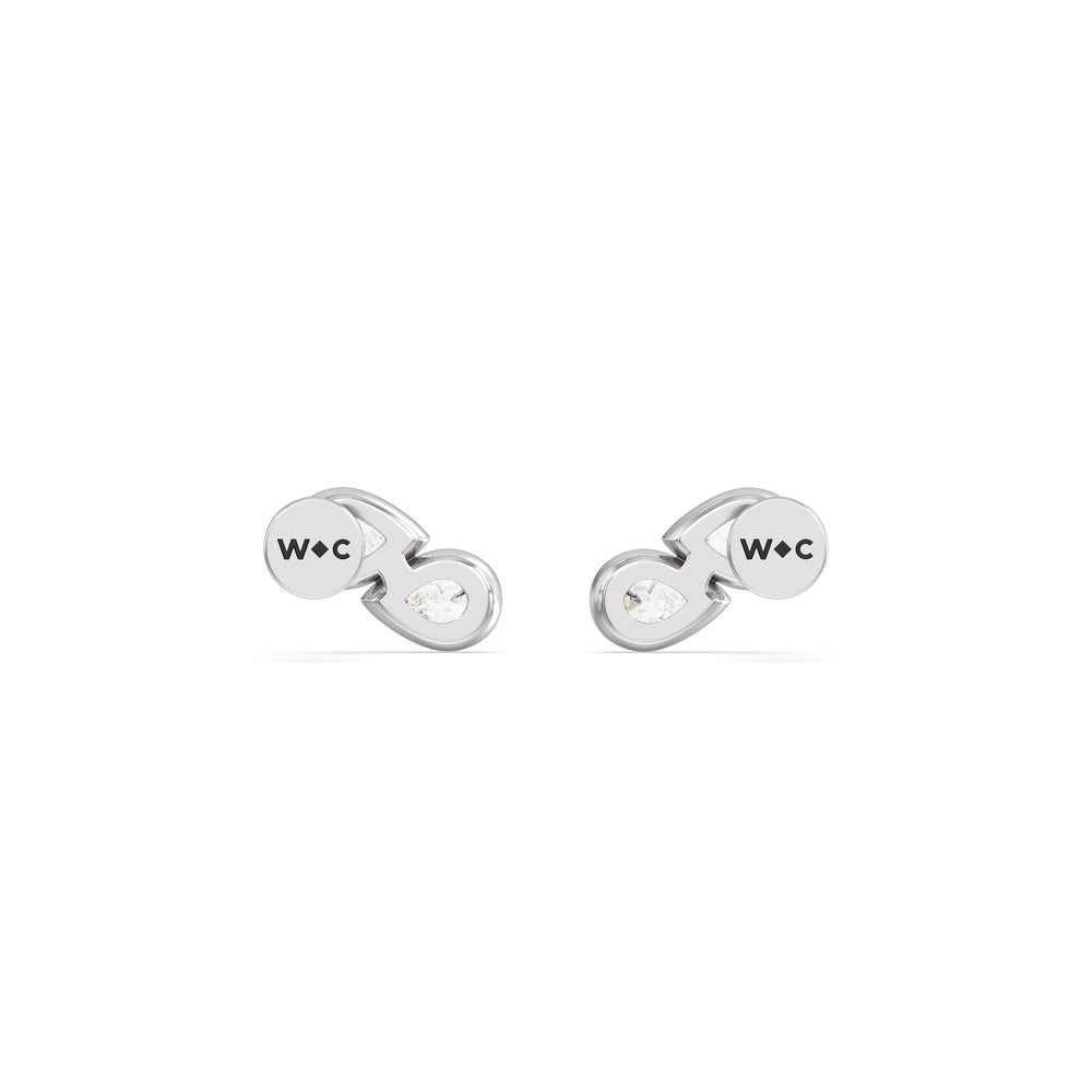 Pear Duet Flatback Studs with 14KT White Gold / Left Cut Diamond in 14KT White Gold / Left view 6
