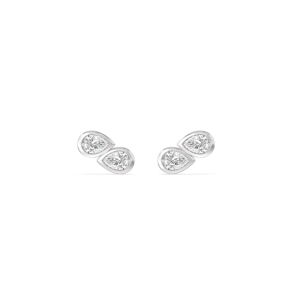 Pear Duet Flatback Studs with 14KT White Gold / Pair Cut Diamond in 14KT White Gold / Pair view 4
