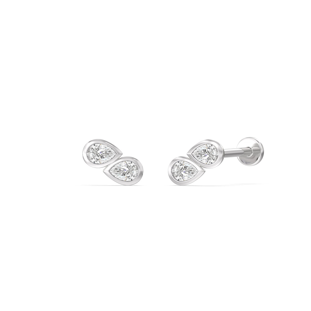 Pear Duet Flatback Studs with 14KT White Gold / Pair Cut Diamond in 14KT White Gold / Pair view 1
