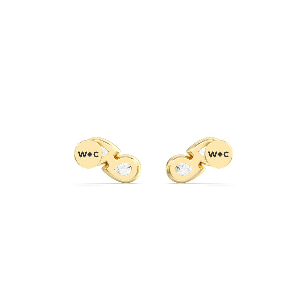 Pear Duet Flatback Studs with 14KT Yellow Gold / Right Cut Diamond in 14KT Yellow Gold / Right view 6
