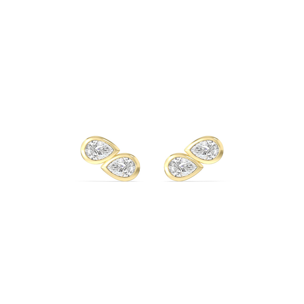 Pear Duet Flatback Studs with 14KT Yellow Gold / Left Cut Diamond in 14KT Yellow Gold / Left view 4
