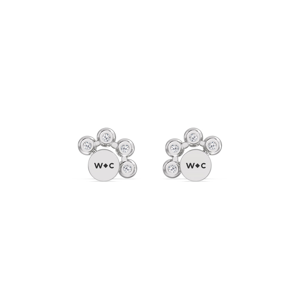 Galaxy Flatback Studs with 14KT White Gold / Single Cut Diamond in 14KT White Gold / Single view 6
