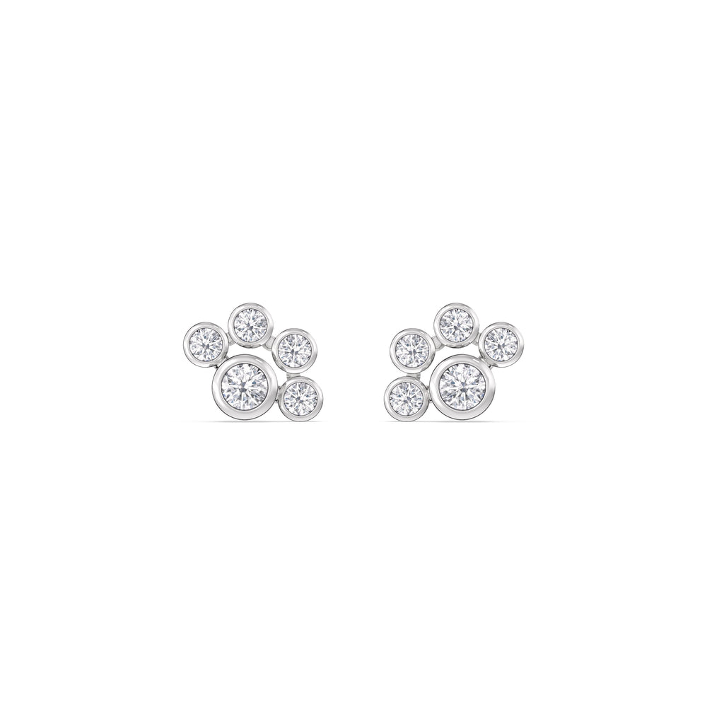 Galaxy Flatback Studs with 14KT White Gold / Single Cut Diamond in 14KT White Gold / Single view 4
