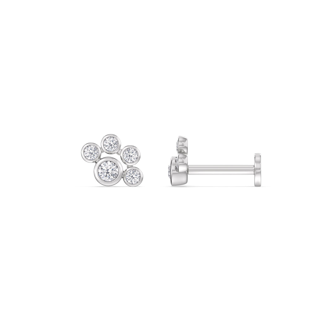 Galaxy Flatback Studs with 14KT White Gold / Pair Cut Diamond in 14KT White Gold / Pair view 5
