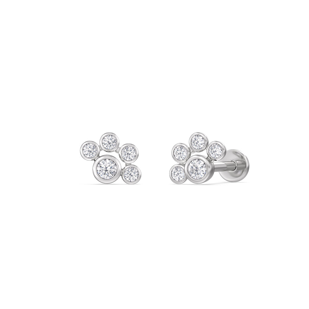 Galaxy Flatback Studs with 14KT White Gold / Pair Cut Diamond in 14KT White Gold / Pair view 1
