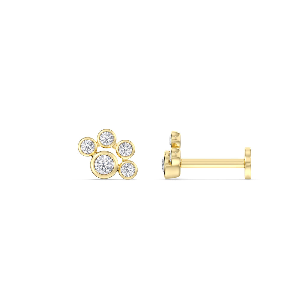 Galaxy Flatback Studs with 14KT Yellow Gold / Single Cut Diamond in 14KT Yellow Gold / Single view 5
