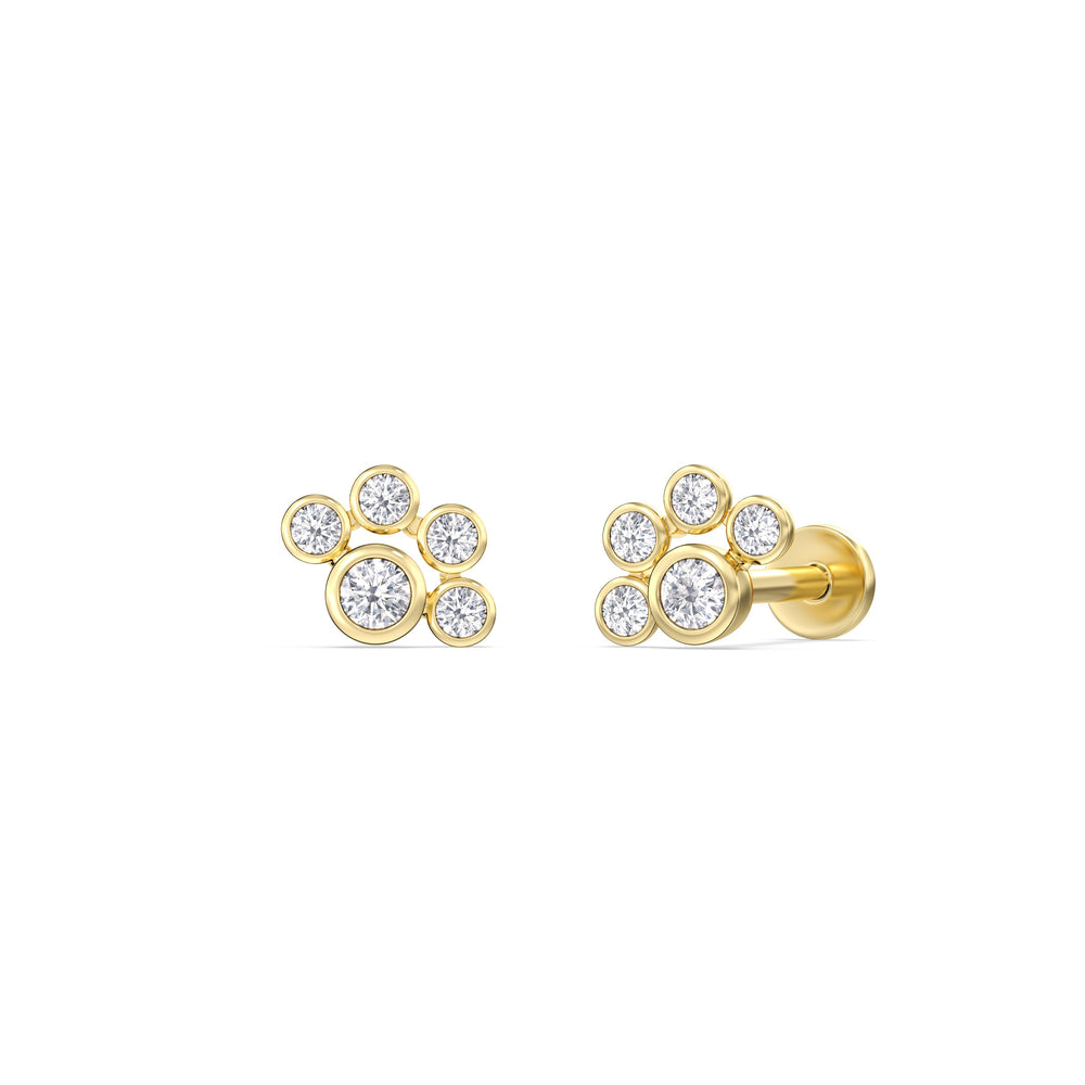 Galaxy Flatback Studs with 14KT Yellow Gold / Pair Cut Diamond in 14KT Yellow Gold / Pair view 1
