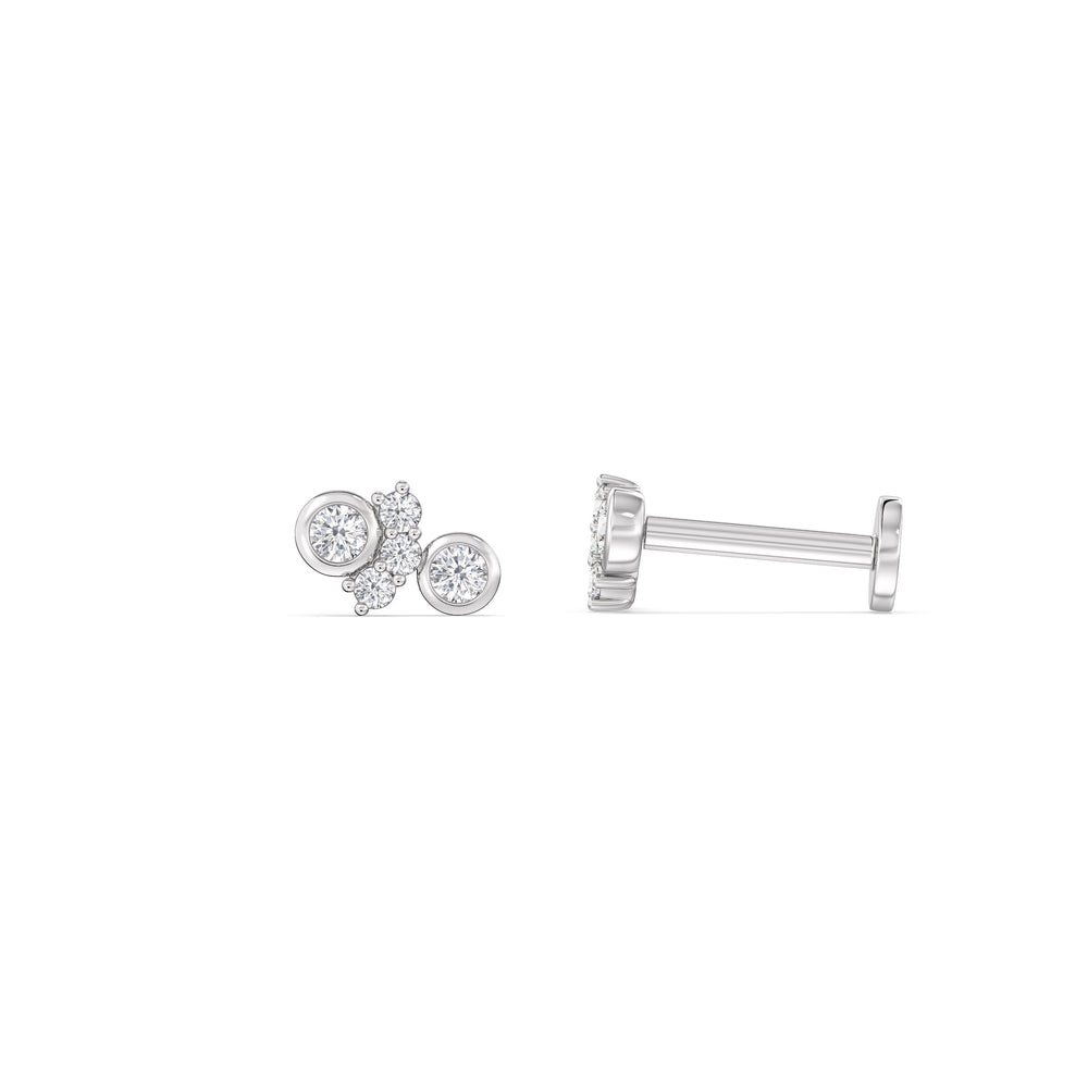 Teardrop Flatback Studs with 14KT White Gold / Pair Cut Diamond in 14KT White Gold / Pair view 5
