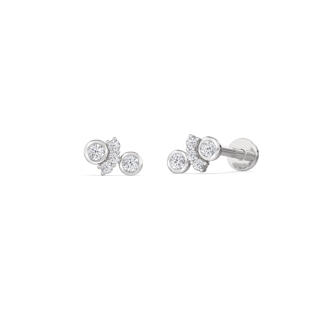 Teardrop Flatback Studs with 14KT White Gold / Pair Cut Diamond in 14KT White Gold / Pair view 1

