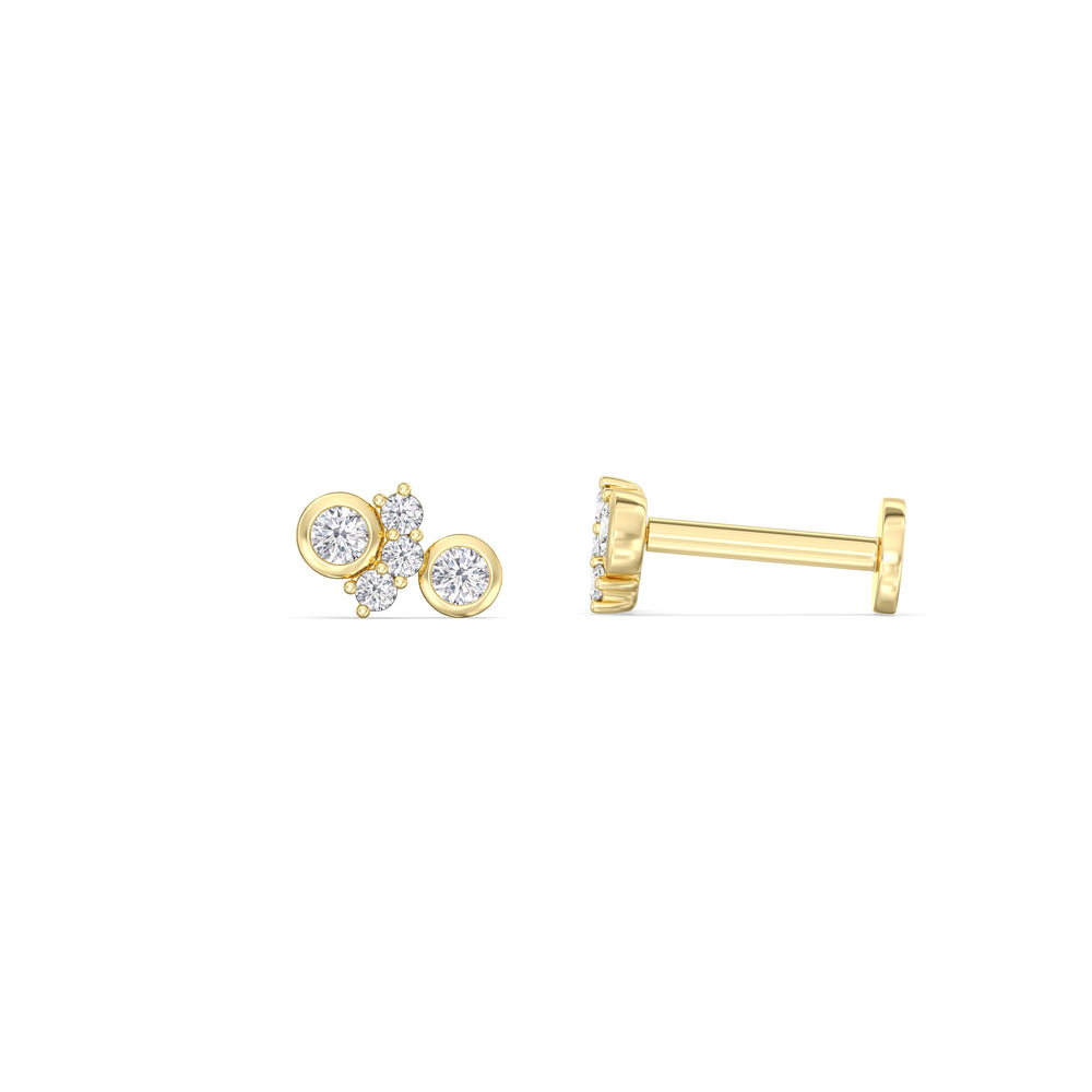 Teardrop Flatback Studs with 14KT Yellow Gold / Pair Cut Diamond in 14KT Yellow Gold / Pair view 5
