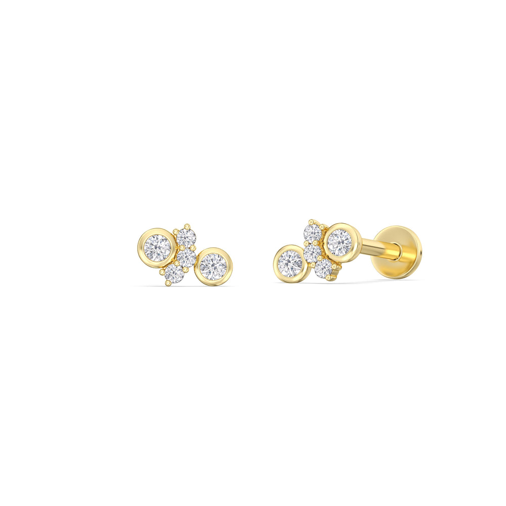 Teardrop Flatback Studs with 14KT Yellow Gold / Pair Cut Diamond in 14KT Yellow Gold / Pair view 1
