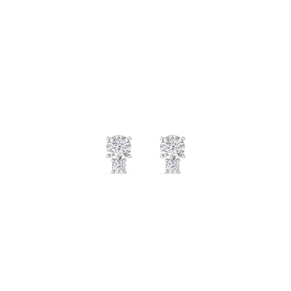 Mini Duet Flatback Studs with 14KT White Gold / Pair Cut Diamond in 14KT White Gold / Pair view 4

