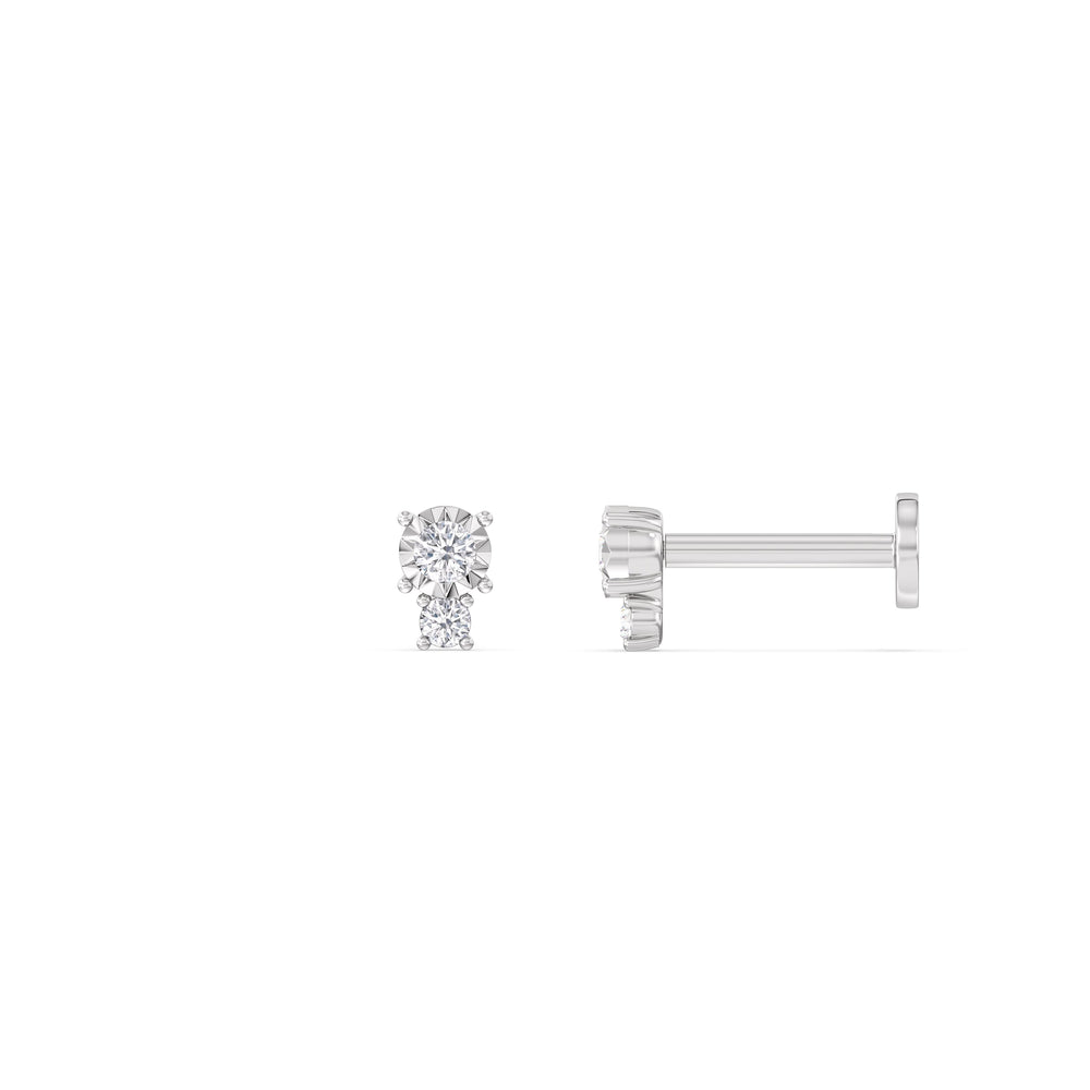 Mini Duet Flatback Studs with 14KT White Gold / Single Cut Diamond in 14KT White Gold / Single view 5
