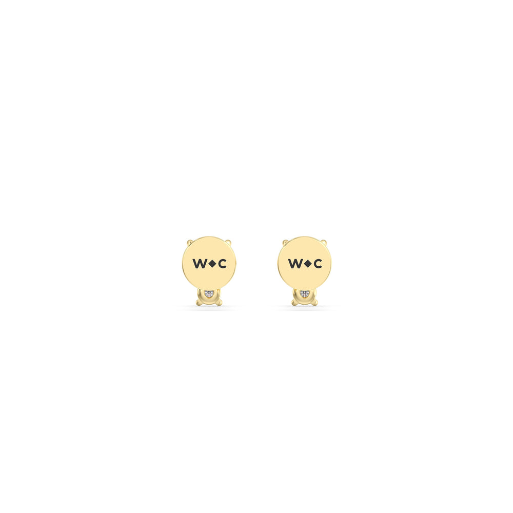Mini Duet Flatback Studs with 14KT Yellow Gold / Single Cut Diamond in 14KT Yellow Gold / Single view 6
