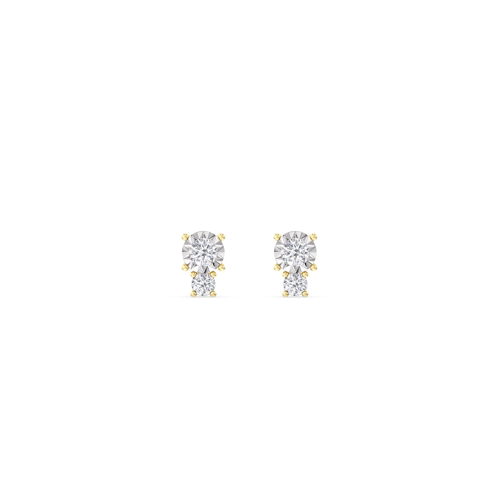 Mini Duet Flatback Studs with 14KT Yellow Gold / Pair Cut Diamond in 14KT Yellow Gold / Pair view 4
