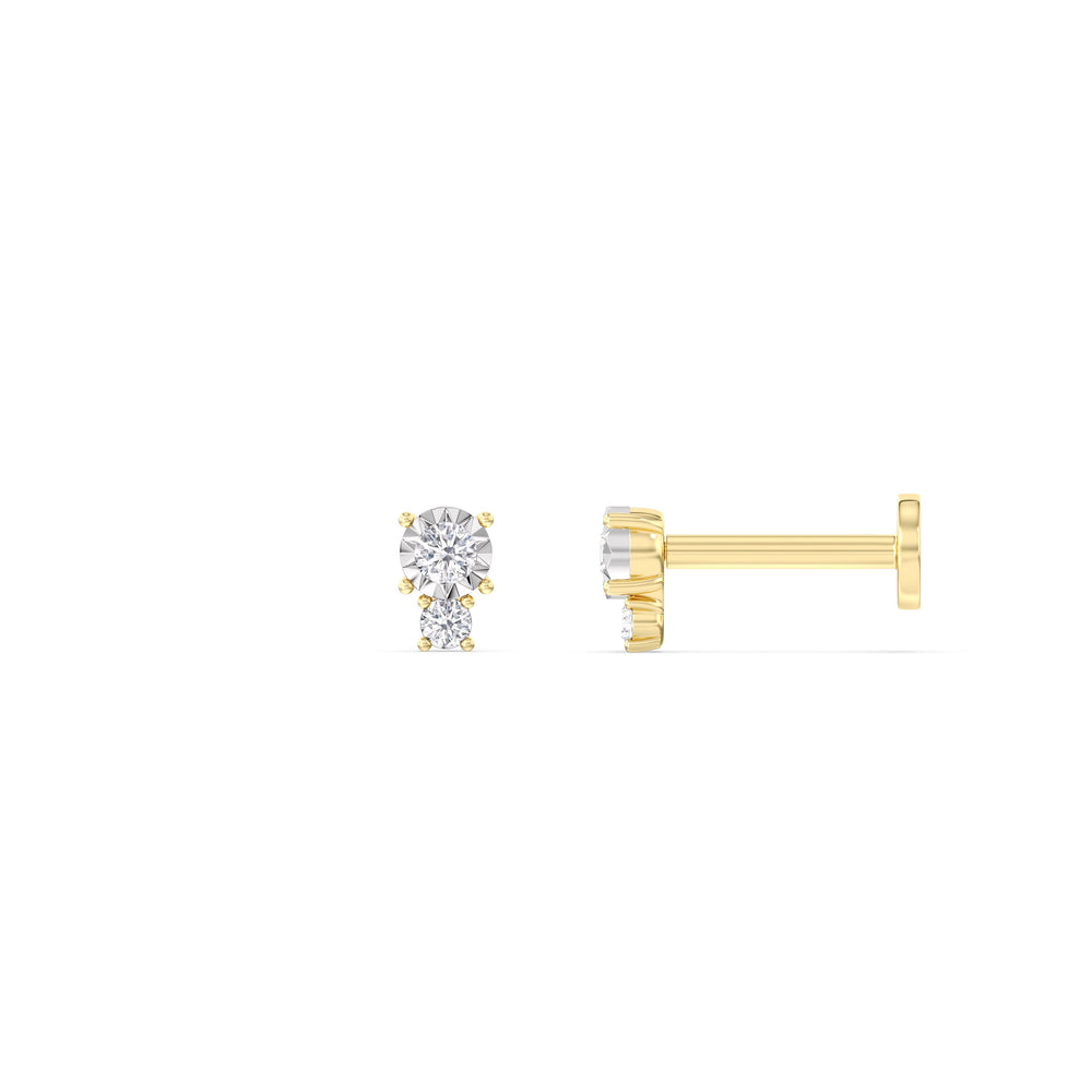 Mini Duet Flatback Studs with 14KT Yellow Gold / Single Cut Diamond in 14KT Yellow Gold / Single view 5
