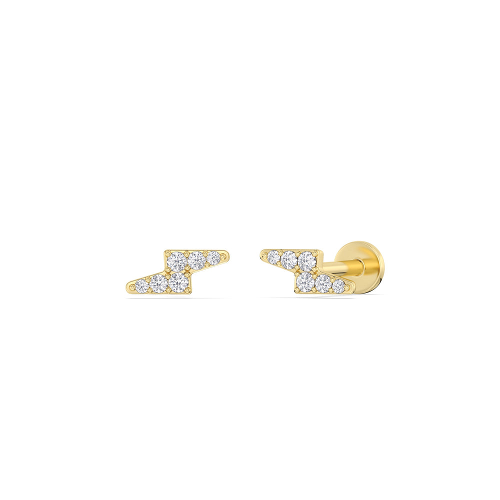 Bolt Flatback Studs with 14KT Yellow Gold / Pair Cut Diamond in 14KT Yellow Gold / Pair view 1
