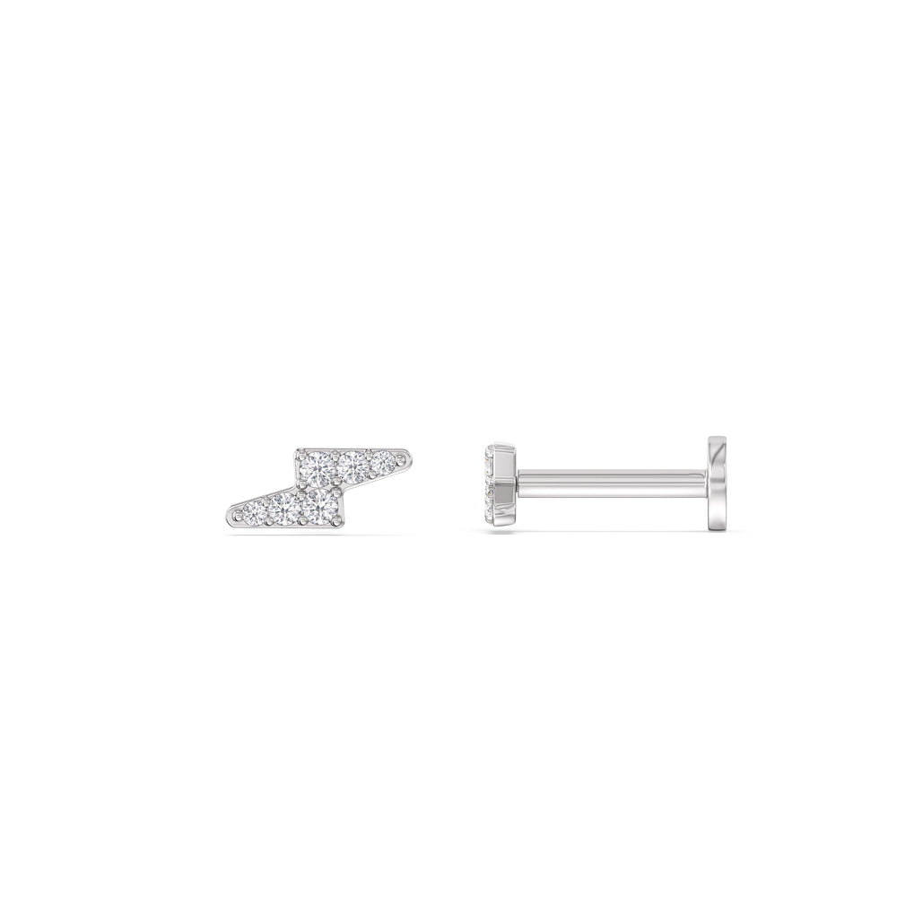 Bolt Flatback Studs with 14KT White Gold / Pair Cut Diamond in 14KT White Gold / Pair view 5
