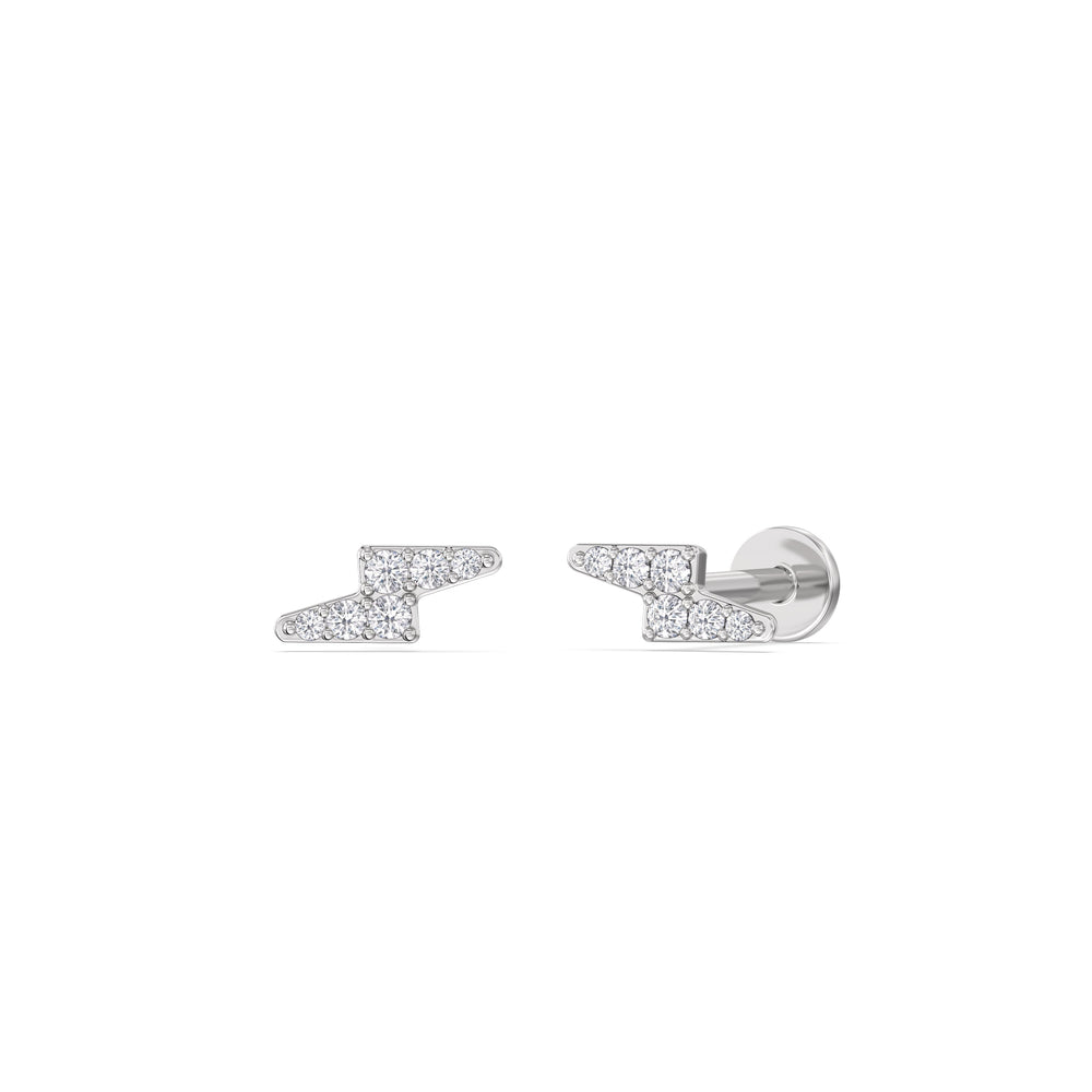 Bolt Flatback Studs with 14KT White Gold / Right Cut Diamond in 14KT White Gold / Right view 1
