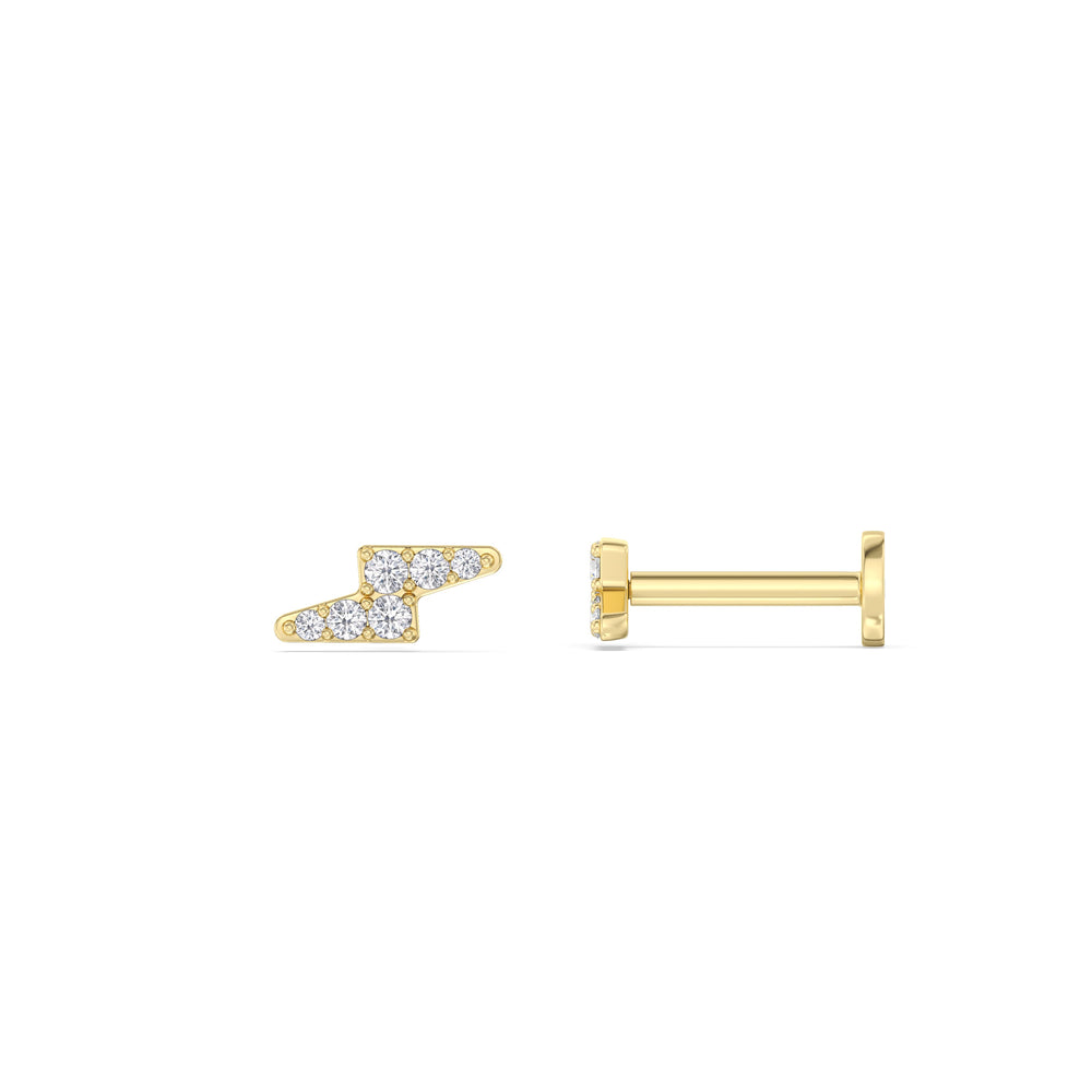 Bolt Flatback Studs with 14KT Yellow Gold / Right Cut Diamond in 14KT Yellow Gold / Right view 5
