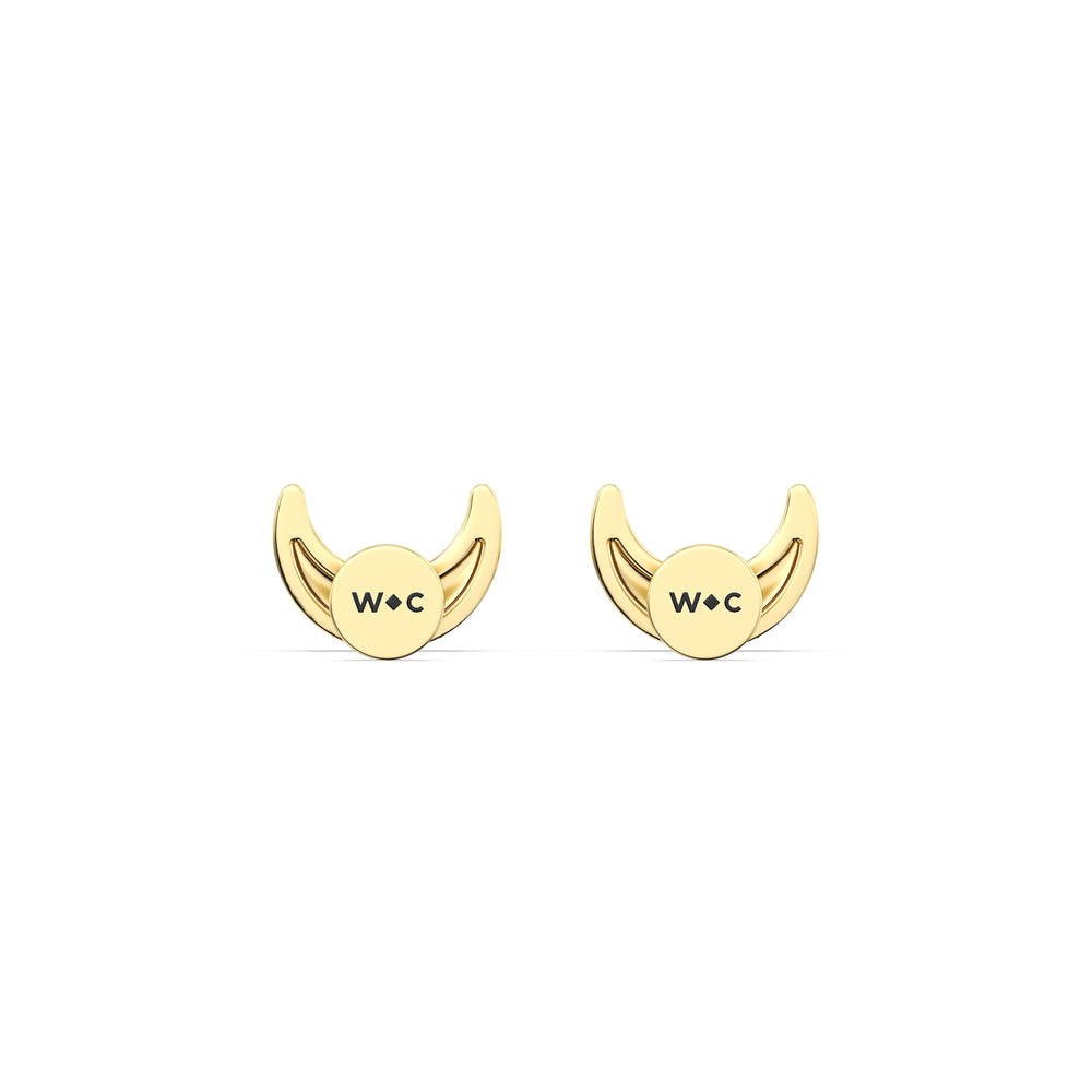 Crescent Flatback Studs with 14KT Yellow Gold / Right Cut Diamond in 14KT Yellow Gold / Right view 6
