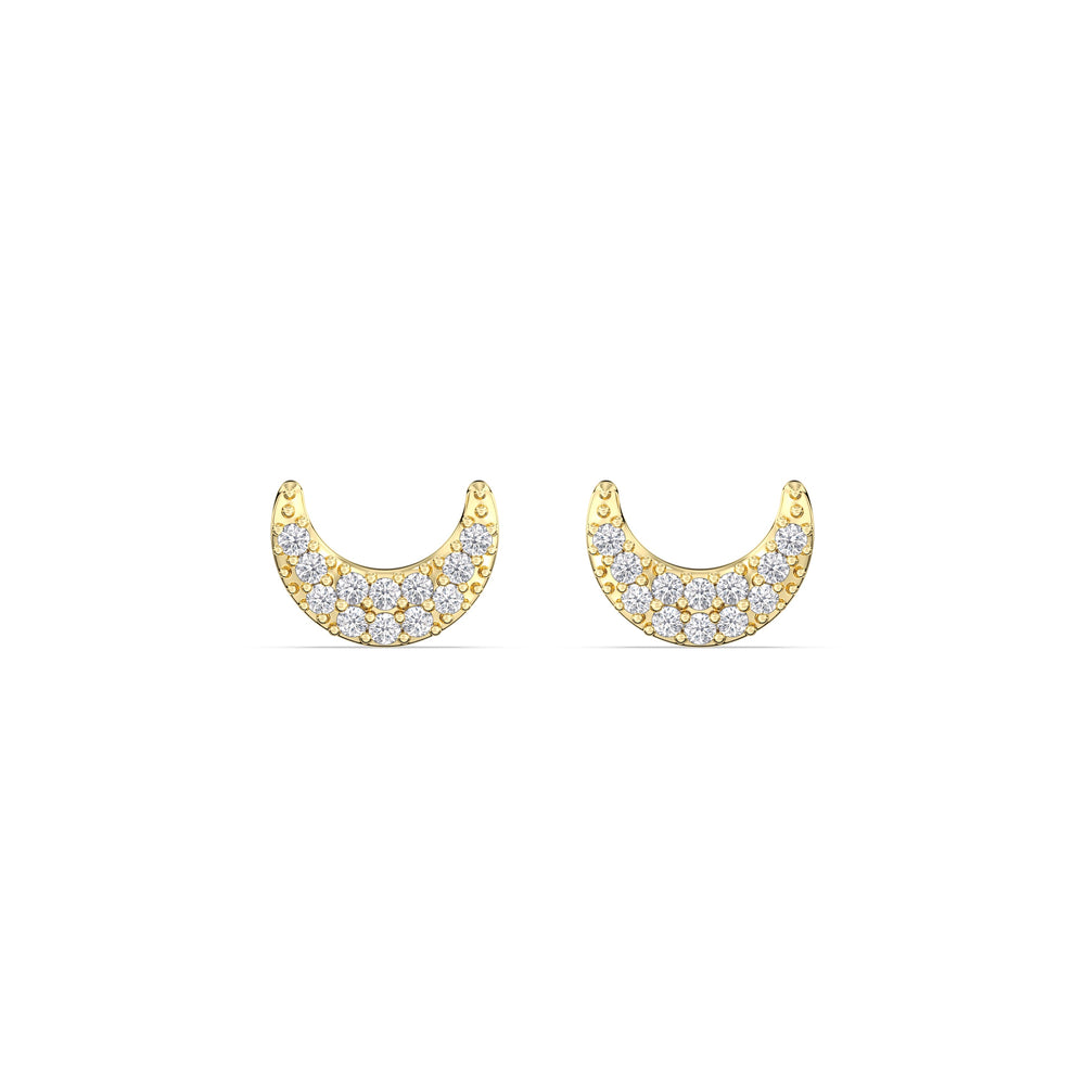 Crescent Flatback Studs with 14KT Yellow Gold / Left Cut Diamond in 14KT Yellow Gold / Left view 4

