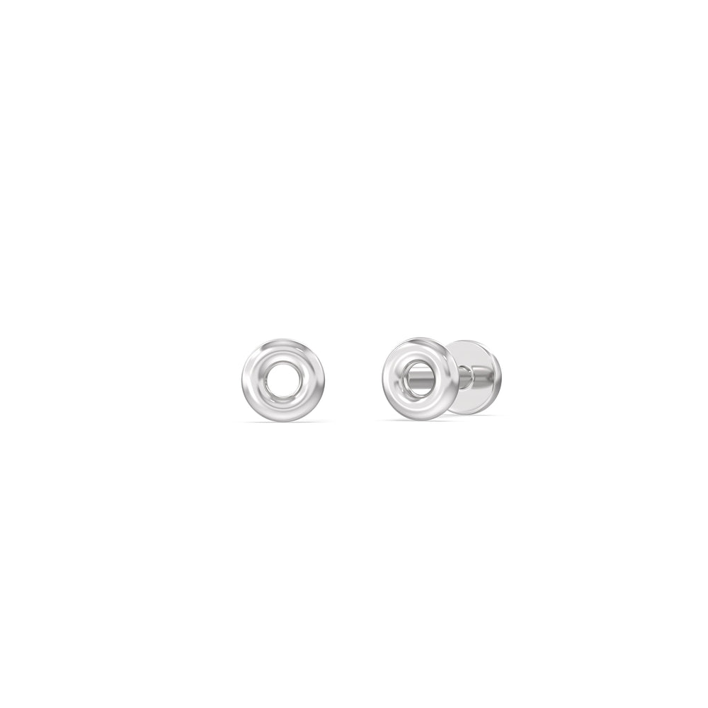 Classic Flatback Studs with 14KT White Gold / Single Cut Diamond in 14KT White Gold / Single view 1
