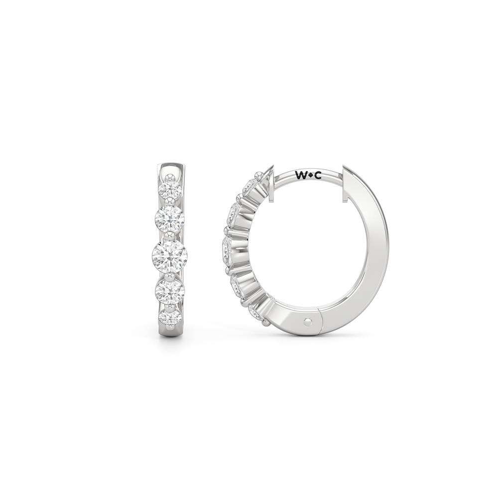 The Quinn Hoops with 14KT White Gold / Lab / 1/3 Cut Diamond in 14KT White Gold / Lab / 1/3 view 6
