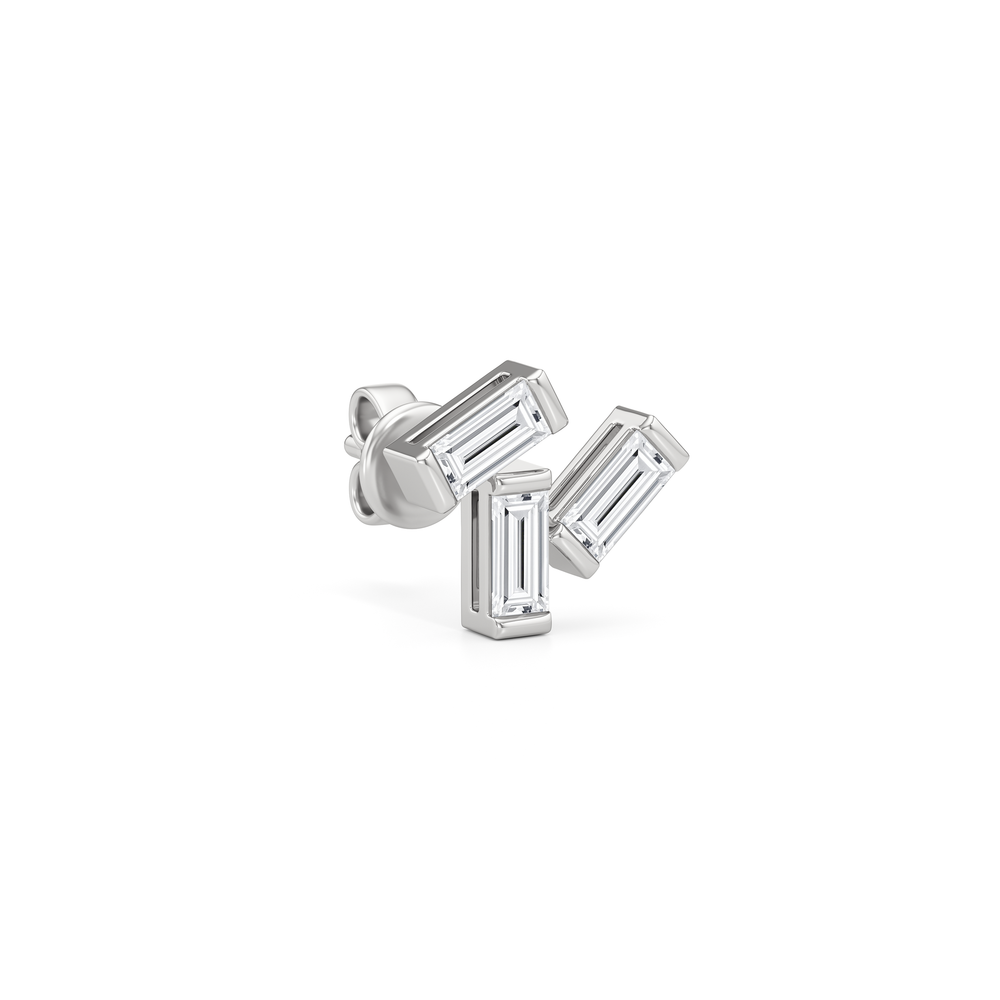 The Aria Baguette Studs with 14KT White Gold / Lab / 5/8 Cut Diamond in 14KT White Gold / Lab / 5/8 view 5
