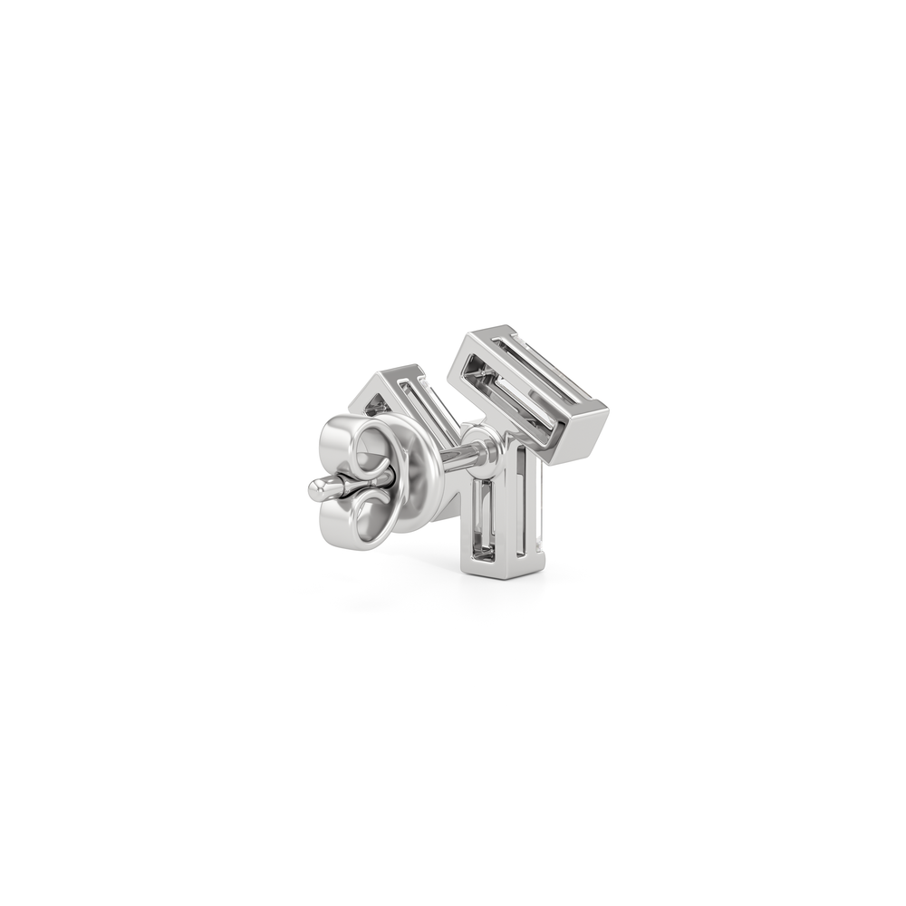 The Aria Baguette Studs with 14KT White Gold / Lab / 5/8 Cut Diamond in 14KT White Gold / Lab / 5/8 view 6
