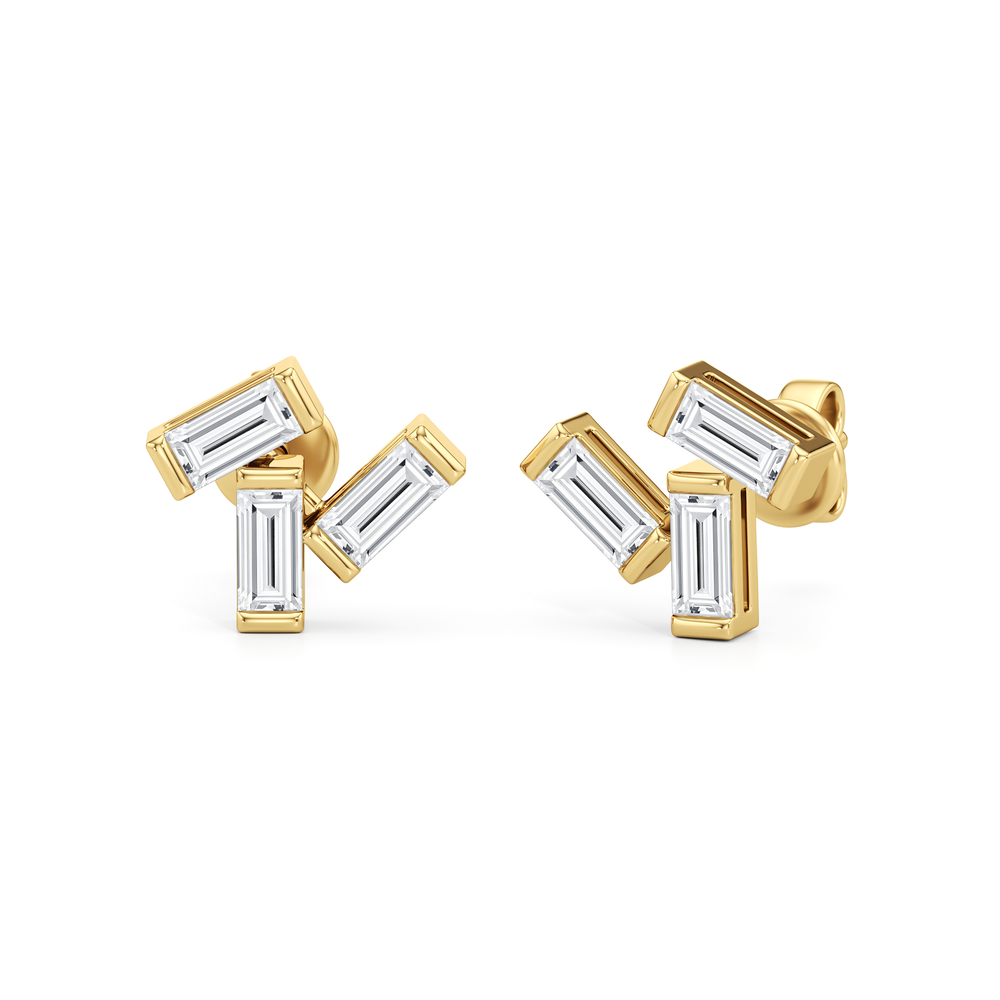 The Aria Baguette Studs with 14KT Yellow Gold / Lab / 5/8 Cut Diamond in 14KT Yellow Gold / Lab / 5/8 view 1

